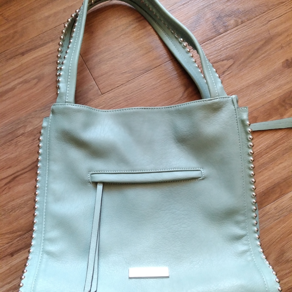 Max Studio light blue studded tote bag